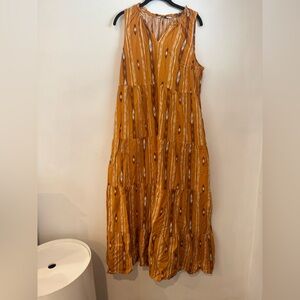 Sonoma Mustard Tiered Maxi Dress with Tribal Stripe